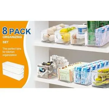 Asasen Stackable Refrigerator Pantry Organizers - 8 Pack