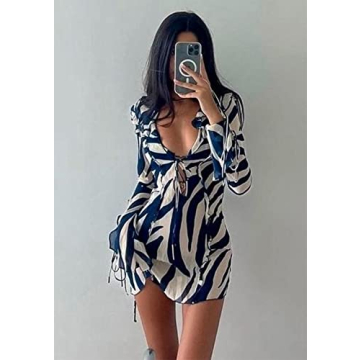 Zebra Print Mini Summer Beach Dress Ruffles Mesh Sexy