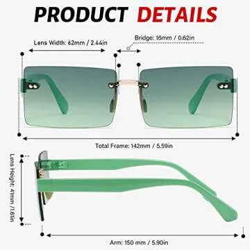 Przene Rimless Sunglasses with UV400 Protection for All