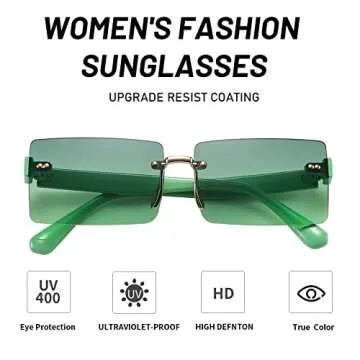 Przene Rimless Sunglasses with UV400 Protection for All