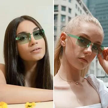Przene Rimless Sunglasses with UV400 Protection for All