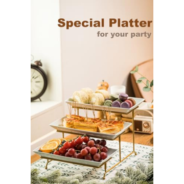 LAUCHUH 3 Tier Serving Stand - Elegant Porcelain Platter