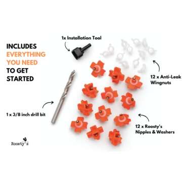 Roosty's® DIY Chicken Waterer Kit x12 - Horizontal Chicken Waterer Nipples, Easy Installation Chick...