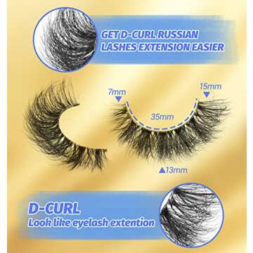 Russian Strip Lashes D Curl Fluffy Wispy False Eyelashes for a Natural Look