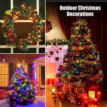 Dirnun Christmas Lights Multicolor 100 Count Incandescent Light UL Certified Connectable Christmas Tree Lights with Green Wires for Indoor Outdoor Xmas, Wedding, Holiday, Party, Home Decorations