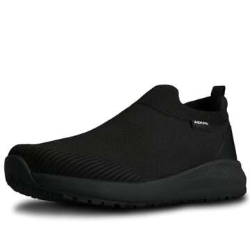 AEHAO Non Slip Work Shoes for Men Food Service Slip On Chef Kitchen Shoes Waterproof Work Shoes Restaurant Slip Resistant Hospital Walking Sneakers Air Cushion,Black 10.5