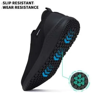 AEHAO Non Slip Work Shoes for Men Food Service Slip On Chef Kitchen Shoes Waterproof Work Shoes Restaurant Slip Resistant Hospital Walking Sneakers Air Cushion,Black 10.5
