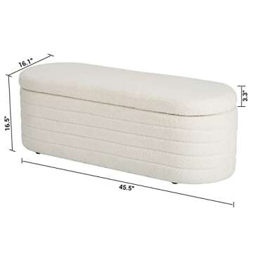 OuchTek Teddy Storage Ottoman Bench Modern Upholstered Storage Bench Sherpa Window Entryway Bench Ov...