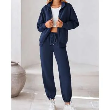 BTFBM Womens Sweatsuits 2 Piece Set 2025 Fleece Long Sleeve Zip Up Sweatshirt Sweatpants Winter Fall...