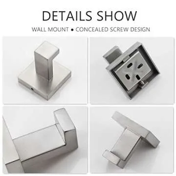 Stylish VELIMAX Square Towel Hooks - Premium Stainless Steel