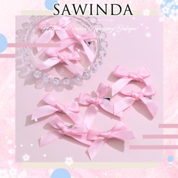 Cute 20PCS Pink Bowknot Ribbon Barrettes for Hair