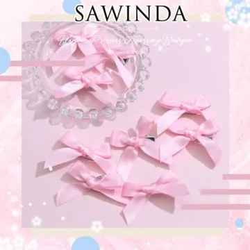 Cute 20PCS Pink Bowknot Ribbon Barrettes for Hair