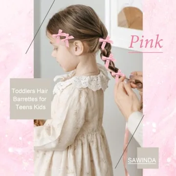 Cute 20PCS Pink Bowknot Ribbon Barrettes for Hair
