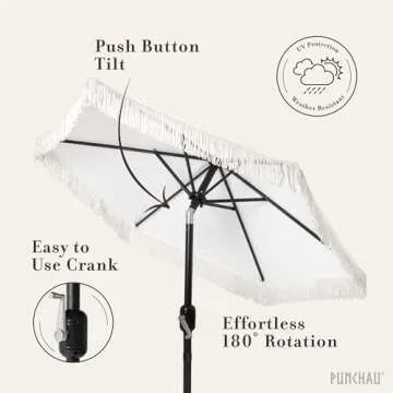 Punchau Boho Umbrella - Chic 6ft UV Resistant Shade