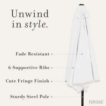 Punchau Boho Umbrella - Chic 6ft UV Resistant Shade