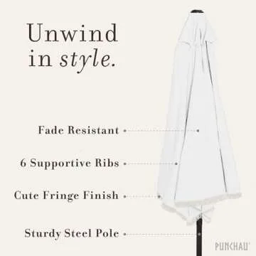 Punchau Boho Umbrella - Chic 6ft UV Resistant Shade