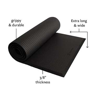 Hugger Mugger Ultimate Cushion Yoga mat - Black - Ultimate thick, grippy, soft yoga mat, extra long and wide, and extra cushion