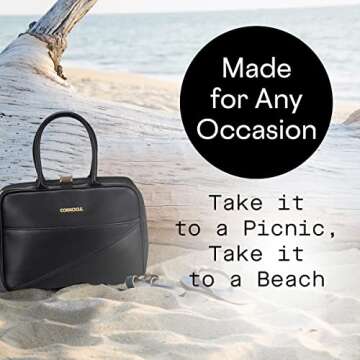 Corkcicle Baldwin Boxer Cooler Lunch Box, Waterproof and Leak Resistant Insulated Bag, Perfect for Wine, Beer, and Ice Packs, Black