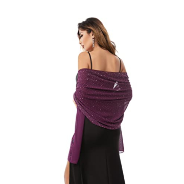 Elegant Gzcvba Chiffon Shawls for Bridal and Evening Wear - Plum C