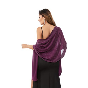 Bridal Chiffon Shawl - Gzcvba Plum C Sparkly Wrap