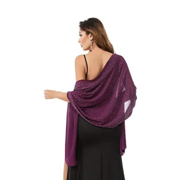 Bridal Chiffon Shawl - Gzcvba Plum C Sparkly Wrap