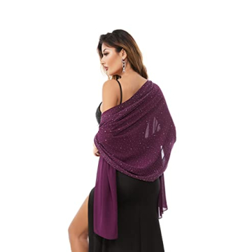 Bridal Chiffon Shawl - Gzcvba Plum C Sparkly Wrap