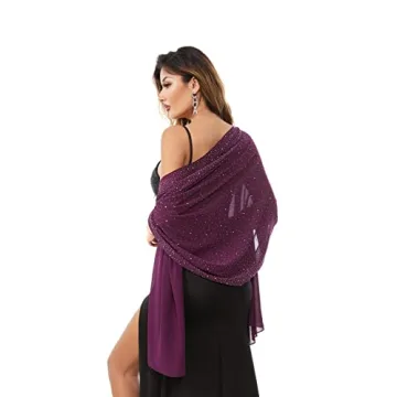 Bridal Chiffon Shawl - Gzcvba Plum C Sparkly Wrap