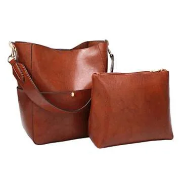 Molodo Womens Handbag, Pu Leather Bucket Tote Purse And Handbags Medium Satchel Hobo Purse Designer Work Shoulder Bags