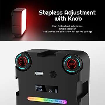 Weilisi RGB Video Light, Portable LED Camera Light, 2500mAh Capacity, 360° Full Color, CRI 95+ 2500-9000K, Magnetic Back and Pulley Design, RGB Video Light for YouTube/Photography/Video Conference