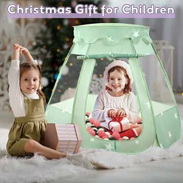 Wilhunter Baby Ball Pit Tent with 50 Balls - For Toddlers, Pink/White/Gray Princess Playhouse with Carry Bag, 109x90cm