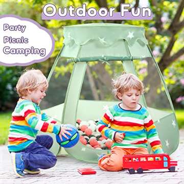 Wilhunter Baby Ball Pit Tent with 50 Balls - For Toddlers, Pink/White/Gray Princess Playhouse with Carry Bag, 109x90cm