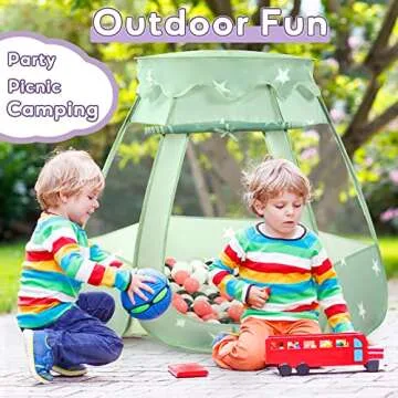 Wilhunter Baby Ball Pit Tent with 50 Balls - For Toddlers, Pink/White/Gray Princess Playhouse with Carry Bag, 109x90cm