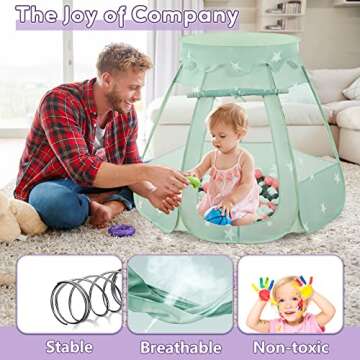 Wilhunter Baby Ball Pit Tent with 50 Balls - For Toddlers, Pink/White/Gray Princess Playhouse with Carry Bag, 109x90cm