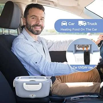 Electric Lunch Box Food Heater, 3 in 1 Ultra Quick Heated Lunch Boxes for Adults, 12V/24V/110V Porta...