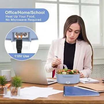 Electric Lunch Box Food Heater, 3 in 1 Ultra Quick Heated Lunch Boxes for Adults, 12V/24V/110V Portable Food Warmer for Car/Truck/Office With Fork Spoon and Insulated Carry Bag