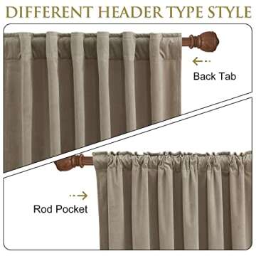 StangH Camel Beige Velvet Curtains 96 inches Long - Room Darkening Window Curtains for Kids Room, He...