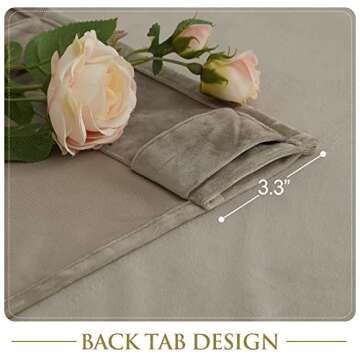 StangH Camel Beige Velvet Curtains 96 inches Long - Room Darkening Window Curtains for Kids Room, Heat Resistant & Privacy Assured Drapes for Sliding Door/French Window, W52 x L96, 2 Panels