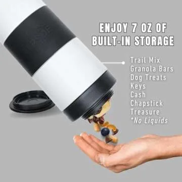 FLPSDE Dual Chamber Water Bottle with Integrated Storage Compartment for Snacks and More - Stainless Steel, Vacuum Insulated - 2 in 1 Container for Travel, School, Hiking, Sports, Work, Office, Gift