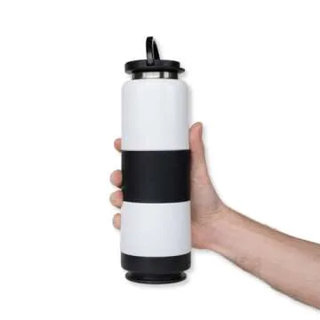 FLPSDE Dual Chamber Water Bottle with Integrated Storage Compartment for Snacks and More - Stainless Steel, Vacuum Insulated - 2 in 1 Container for Travel, School, Hiking, Sports, Work, Office, Gift