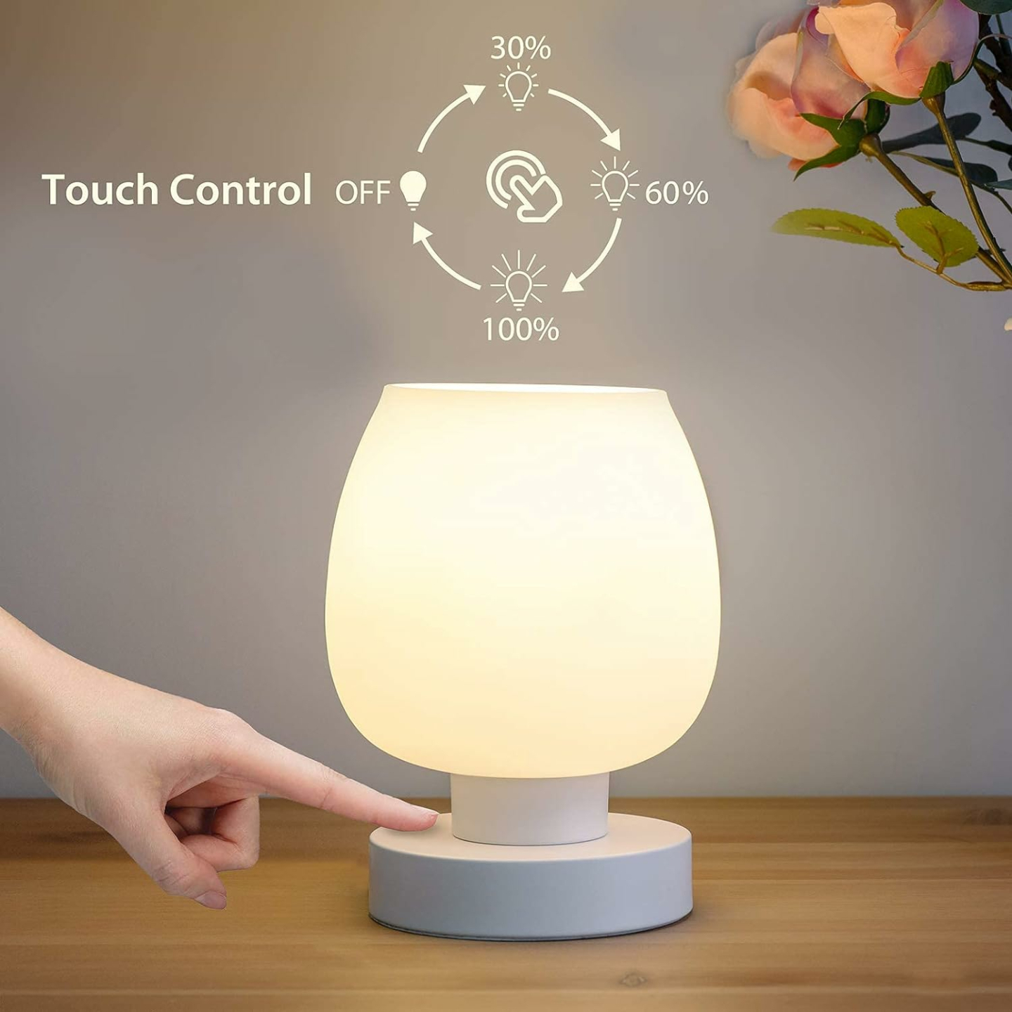Touch Bedside Table Lamp - 3 Way Dimmable & Modern