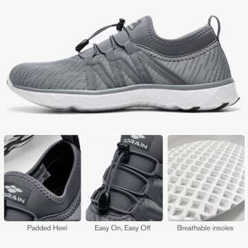 ALEADER Men's Water Shoes for Quick Drying Xdrain Adventure Beach Swim Shoes Dark Gray 10.5 D(M) US