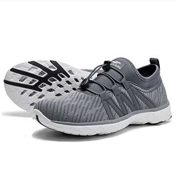 ALEADER Men's Water Shoes for Quick Drying Xdrain Adventure Beach Swim Shoes Dark Gray 10.5 D(M) US