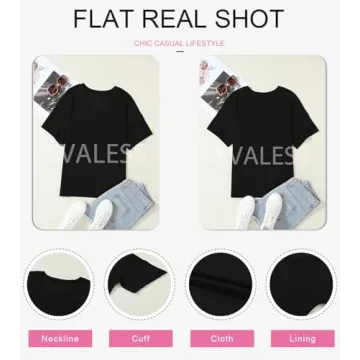 EVALESS Women's Oversized Short Sleeve V-Neck Tops