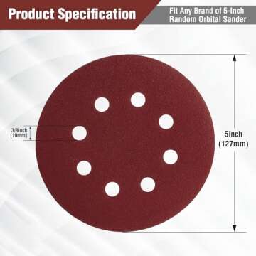 WORKPRO 150-piece Sanding Discs Set - 5-Inch 8-Hole Sandpaper 10 Grades Include 60, 80, 100, 120, 150,180, 240, 320, 400, 600 Grits for Random Orbital Sander(Not for Oscillating Tools or Mouse Sander)