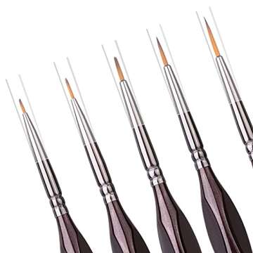 Amazon Basics Detail Paint Brush Set, Multi-shaped Nylon Brushes for Acrylic, Oil, Watercolor, Gouache, 7 Piece, Brown