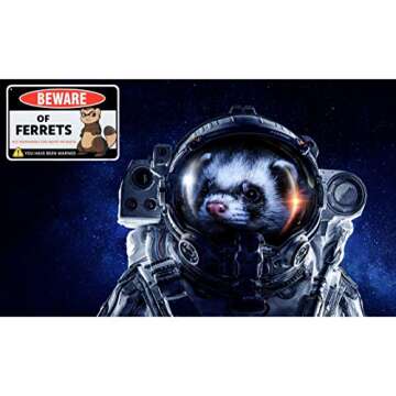 Venicor Beware of Ferret Sign Decor - 8 x 12 Inches - Aluminum - Ferret Gifts for Ferret Lovers - Ferret Cage Accessories Picture Stuffed Animal Plush Liner Stuff