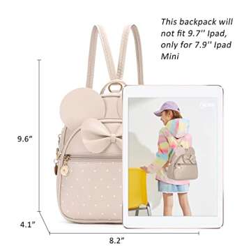 Girls Bowknot Polka Dot Cute Mini Backpack Small Daypacks Convertible Shoulder Bag Purse for Women (...