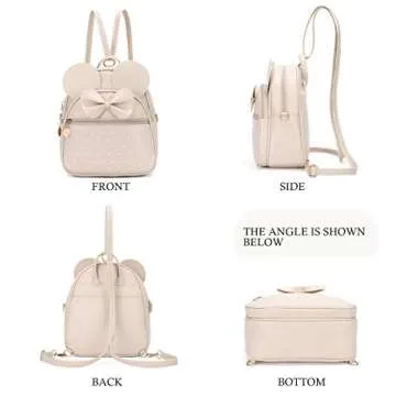 Girls Bowknot Polka Dot Cute Mini Backpack Small Daypacks Convertible Shoulder Bag Purse for Women (Khaki)