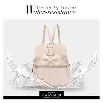 Girls Bowknot Polka Dot Cute Mini Backpack Small Daypacks Convertible Shoulder Bag Purse for Women (Khaki)