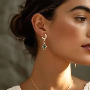 Nature Pearl Cross Earrings Freshwater Beachy Pearl Cross earrings Elegant Christian Baroque Pearl Jewelry Gifts (green)